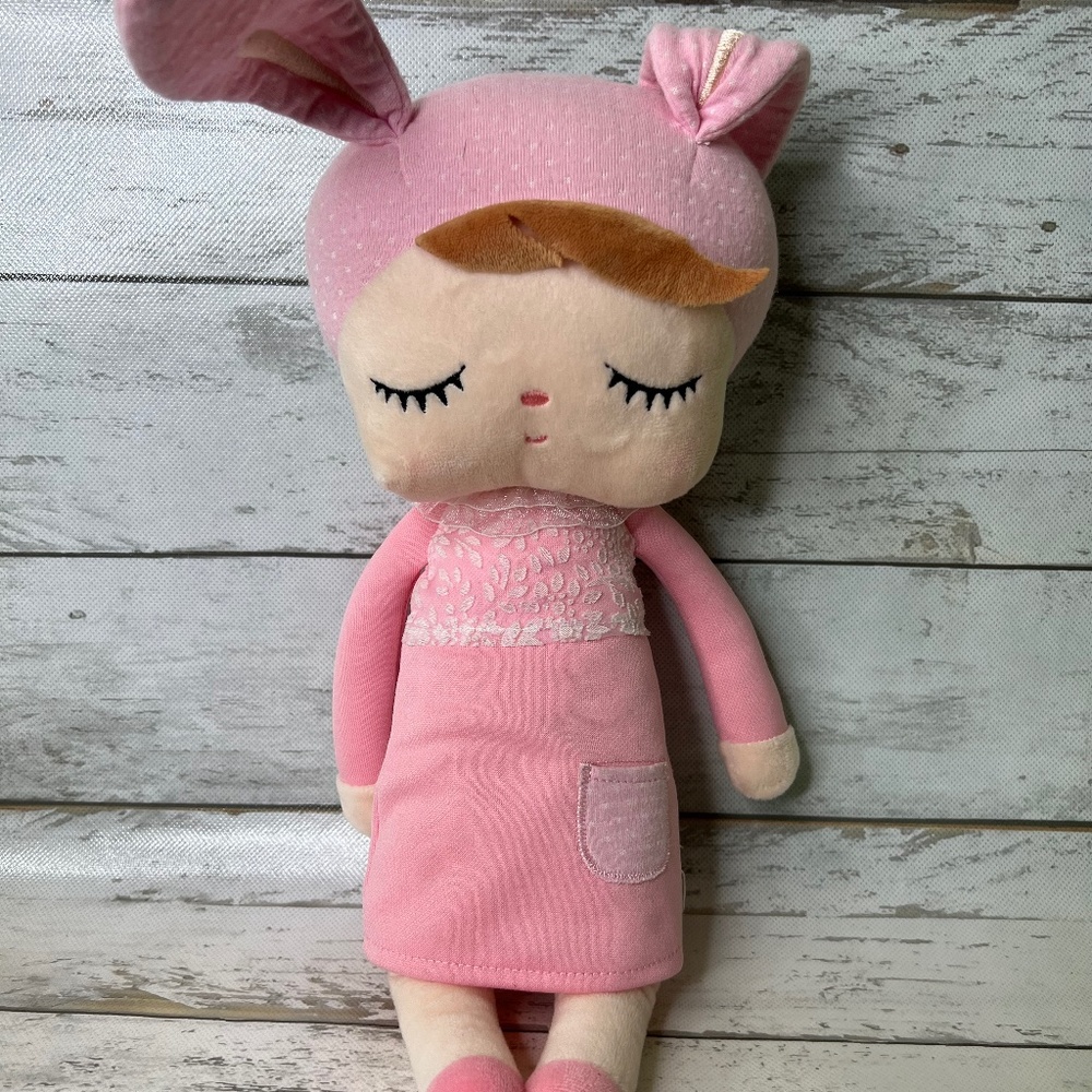 1 Count MeToo Pink Bunny Girl 13" Plush Doll Polyester
